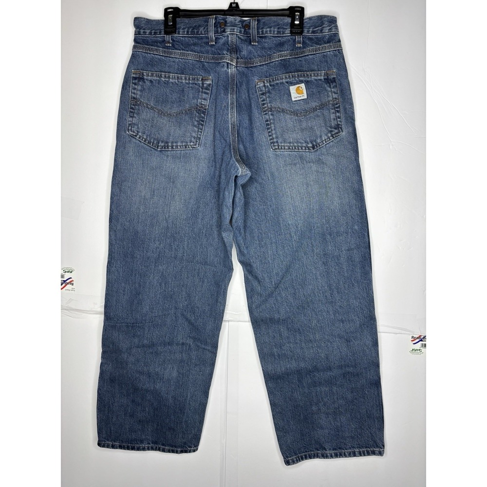 VTG Carhartt B189 DKV Size‎ 36 x 30 Wide Leg Loose Fit Men's Blue Jeans